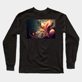 Abstract Floral Garden Botanical Print Long Sleeve T-Shirt